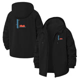 Anime-Style Sleeping Cat Unisex Full-Zip Printed Waterproof Hooded Windbreaker