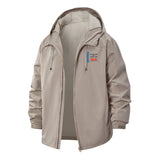 Anime-Style Sleeping Cat Unisex Full-Zip Printed Waterproof Hooded Windbreaker