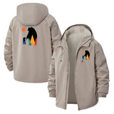 Bear and Camper Graphic Unisex Full-Zip Printed Waterproof Hooded Windbreaker