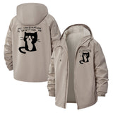 Sad Cartoon Cat Unisex Full-Zip Printed Waterproof Hooded Windbreaker