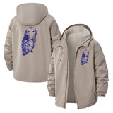 Owl Botanical Unisex Full-Zip Printed Waterproof Hooded Windbreaker