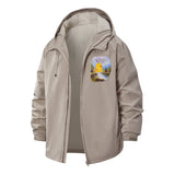 Rubber Duck Mountain Scene Unisex Full-Zip Printed Waterproof Hooded Windbreaker