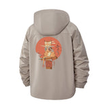 Samurai Cat Unisex Full-Zip Printed Waterproof Hooded Windbreaker