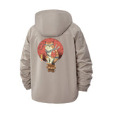 Samurai Cat Unisex Full-Zip Printed Waterproof Hooded Windbreaker