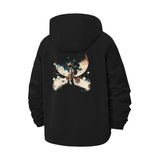 Astronaut on Crescent Moon Unisex Full-Zip Printed Waterproof Hooded Windbreaker