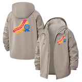 Hot Dog Winner Unisex Full-Zip Printed Waterproof Hooded Windbreaker