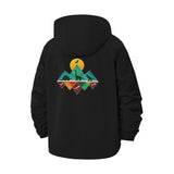 Geometric Mountain Sunrise Unisex Full-Zip Printed Waterproof Hooded Windbreaker