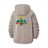 Geometric Mountain Sunrise Unisex Full-Zip Printed Waterproof Hooded Windbreaker