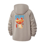 Noodle Cat Unisex Full-Zip Printed Waterproof Hooded Windbreaker