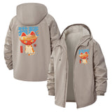 Noodle Cat Unisex Full-Zip Printed Waterproof Hooded Windbreaker
