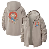 Skateboarding Raccoon Unisex Full-Zip Printed Waterproof Hooded Windbreaker