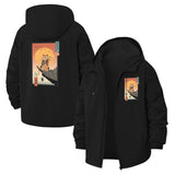 Japanese Cat Art Unisex Full-Zip Printed Waterproof Hooded Windbreaker