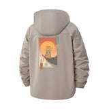 Japanese Cat Art Unisex Full-Zip Printed Waterproof Hooded Windbreaker