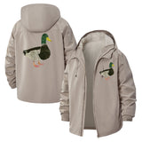 Mallard Duck Unisex Full-Zip Printed Waterproof Hooded Windbreaker