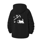 Grim Reaper and Cat Unisex Full-Zip Printed Waterproof Hooded Windbreaker