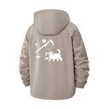 Grim Reaper and Cat Unisex Full-Zip Printed Waterproof Hooded Windbreaker