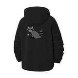 Raccoon Motif Unisex Full-Zip Printed Waterproof Hooded Windbreaker