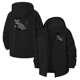 Raccoon Motif Unisex Full-Zip Printed Waterproof Hooded Windbreaker