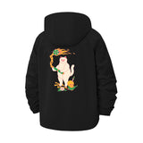 Playful Cat and Goldfish Unisex Full-Zip Printed Waterproof Hooded Windbreaker
