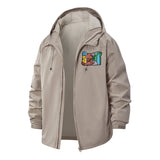 Camping Beaver Unisex Full-Zip Printed Waterproof Hooded Windbreaker