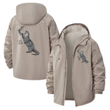 Smoking Dinosaur Unisex Full-Zip Printed Waterproof Hooded Windbreaker