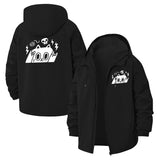 Edgy Cartoon Cat Unisex Full-Zip Printed Waterproof Hooded Windbreaker