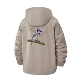 Blue Jay Bird Unisex Full-Zip Printed Waterproof Hooded Windbreaker