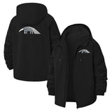 Dinosaur Silhouette Unisex Full-Zip Printed Waterproof Hooded Windbreaker