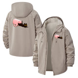 Cat in Mug Unisex Full-Zip Printed Waterproof Hooded Windbreaker