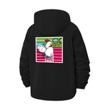 Chicken on Stripes Unisex Full-Zip Printed Waterproof Hooded Windbreaker