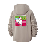 Chicken on Stripes Unisex Full-Zip Printed Waterproof Hooded Windbreaker