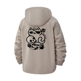 Cat and Skull Unisex Full-Zip Printed Waterproof Hooded Windbreaker