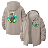 Turtle and Daisy Unisex Full-Zip Printed Waterproof Hooded Windbreaker