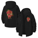 Snake and Floral Unisex Full-Zip Printed Waterproof Hooded Windbreaker