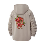 Snake and Floral Unisex Full-Zip Printed Waterproof Hooded Windbreaker