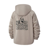 Shark Fin Graphic Unisex Full-Zip Printed Waterproof Hooded Windbreaker
