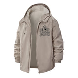 Shark Fin Graphic Unisex Full-Zip Printed Waterproof Hooded Windbreaker