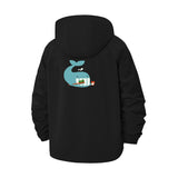 Whale With Drink Unisex Full-Zip Printed Waterproof Hooded Windbreaker