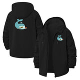 Whale With Drink Unisex Full-Zip Printed Waterproof Hooded Windbreaker