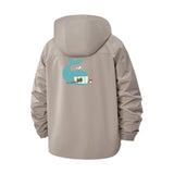 Whale With Drink Unisex Full-Zip Printed Waterproof Hooded Windbreaker
