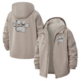 Cat Paw Print Unisex Full-Zip Printed Waterproof Hooded Windbreaker