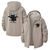 Bat-Winged Cat Moon Unisex Full-Zip Printed Waterproof Hooded Windbreaker