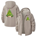 Christmas Tree Unisex Full-Zip Printed Waterproof Hooded Windbreaker