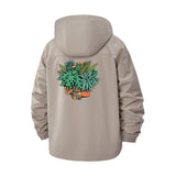Potted Houseplants Unisex Full-Zip Printed Waterproof Hooded Windbreaker
