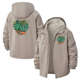 Potted Houseplants Unisex Full-Zip Printed Waterproof Hooded Windbreaker