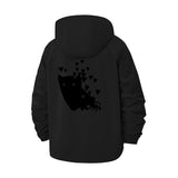 Cat and Hearts Unisex Full-Zip Printed Waterproof Hooded Windbreaker