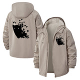 Cat and Hearts Unisex Full-Zip Printed Waterproof Hooded Windbreaker