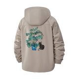 Leopard and Monstera Plant Unisex Full-Zip Printed Waterproof Hooded Windbreaker