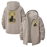 Full Moon Cat Tarot Unisex Full-Zip Printed Waterproof Hooded Windbreaker