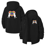 Cat Rainbow Heart Unisex Full-Zip Printed Waterproof Hooded Windbreaker